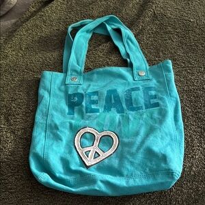 Peace Turquoise Tote Bag